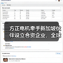 方正电机牵手新加坡伙伴设立合资企业,全球化布局加速推进(图1) 方正电机牵手新加坡伙伴设立合资企业,全球化布局加速推进(图1)